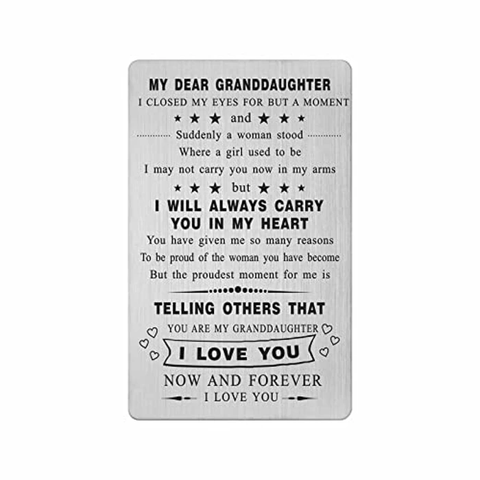 Yobent Granddaughter Mothers Day Card Gifts from Grandma Nana, Personalized Granddaughter Birthday Present Wallet Card, I Love My Favorite Grandchild Gift by Yobent - Image 1