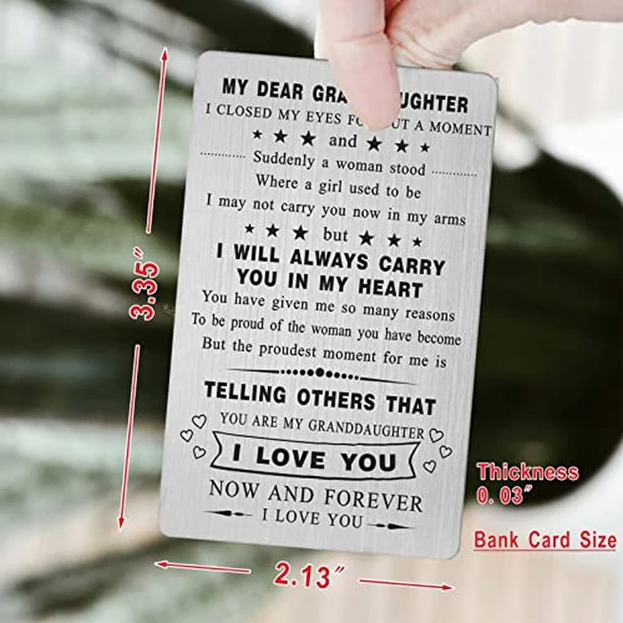 Yobent Granddaughter Mothers Day Card Gifts from Grandma Nana, Personalized Granddaughter Birthday Present Wallet Card, I Love My Favorite Grandchild Gift by Yobent - Image 2