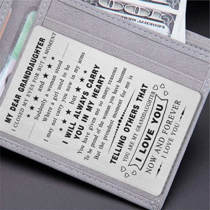 Yobent Granddaughter Mothers Day Card Gifts from Grandma Nana, Personalized Granddaughter Birthday Present Wallet Card, I Love My Favorite Grandchild Gift by Yobent - Image 3