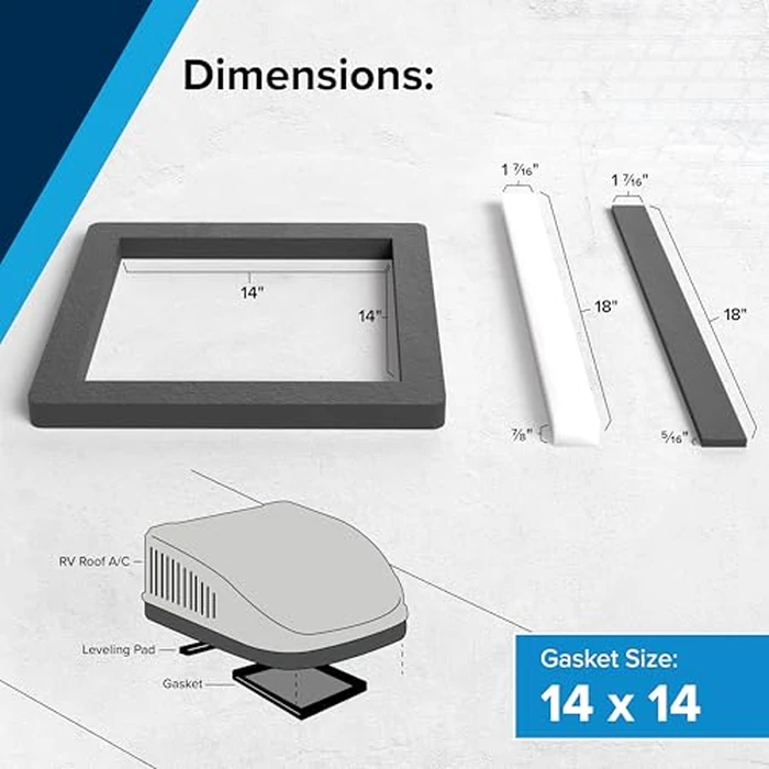 Camco 14-Inch x 14-Inch Camper Roof A/C Gasket Kit - Features a Waterproof Compression Seal, Self-Adhesive Picture Frame Gasket, and Self-Adhesive Leveling Pads (25071) by Camco - Image 3