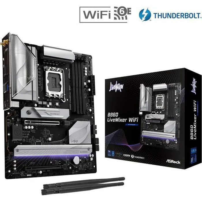 ASRock B860 LiveMixer WiFi LGA 1851 Intel B860 SATA 6Gb/s DDR5 Intel Core Ultra ATX Motherboard by ASRock - Image 2