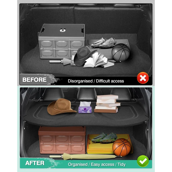 Powerty Cargo Cover for Toyota C-HR 2018-2022 Accessories Trunk Security Shield Shade CHR Trunk Cover Black (Can Withstand The Load) by Powerty - Image 3