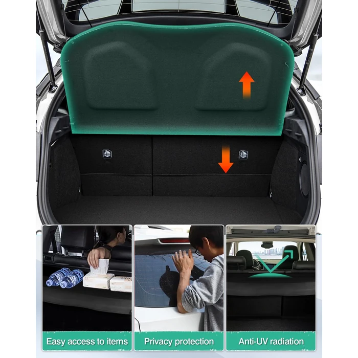 Powerty Cargo Cover for Toyota C-HR 2018-2022 Accessories Trunk Security Shield Shade CHR Trunk Cover Black (Can Withstand The Load) by Powerty - Image 4