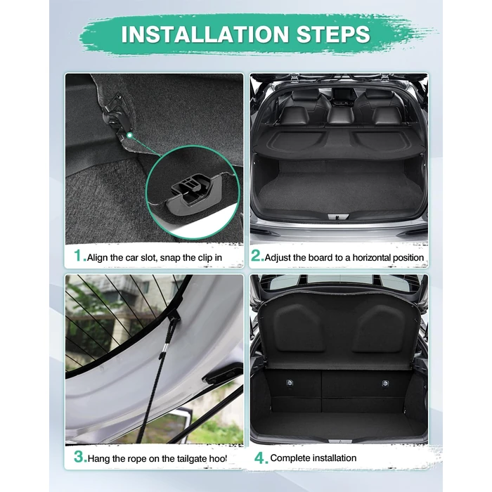 Powerty Cargo Cover for Toyota C-HR 2018-2022 Accessories Trunk Security Shield Shade CHR Trunk Cover Black (Can Withstand The Load) by Powerty - Image 6