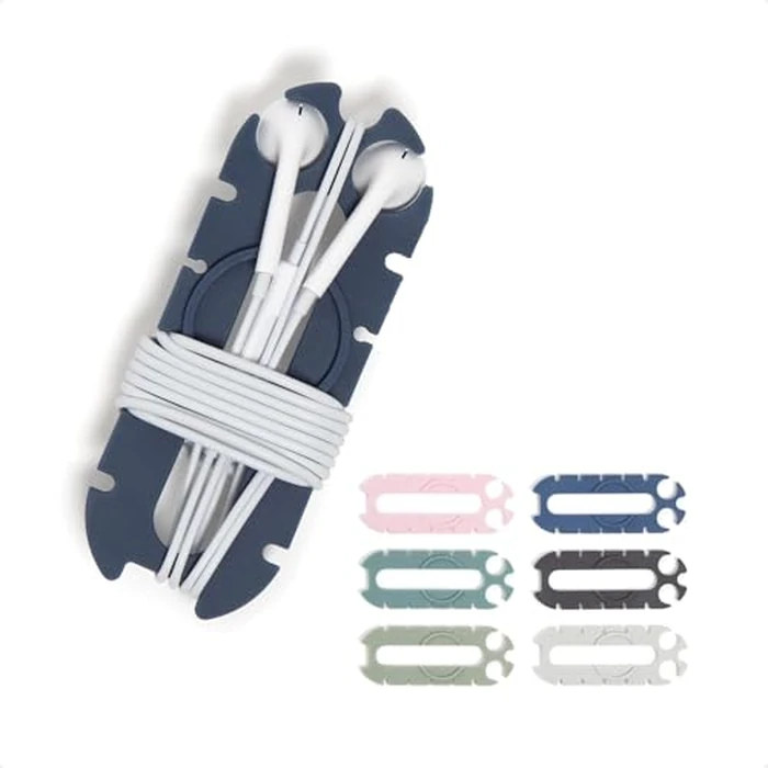 U Brands Tech Classics Silicone Cord Winders 6 Pack, Assorted Colors Earbud Holder Cable Organizer, Cord Wraps for Headphones, Chargers, and Travel Accessories by U Brands - Image 1