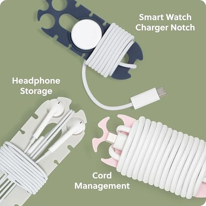 U Brands Tech Classics Silicone Cord Winders 6 Pack, Assorted Colors Earbud Holder Cable Organizer, Cord Wraps for Headphones, Chargers, and Travel Accessories by U Brands - Image 5