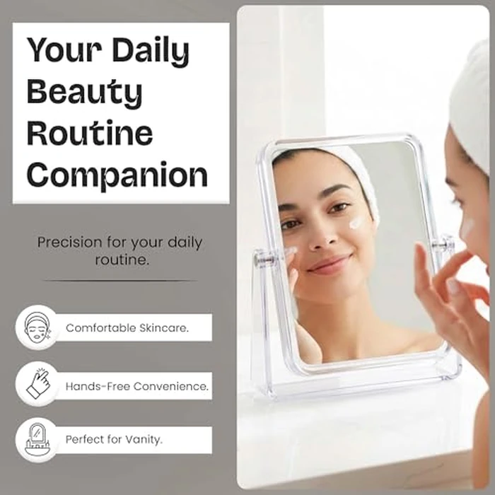 Danielle D209 Ultra Vue Clear Acrylic Collection Rectangular Easel Style Vanity Mirror, 7x, Clear by DC DANIELLE - Image 2