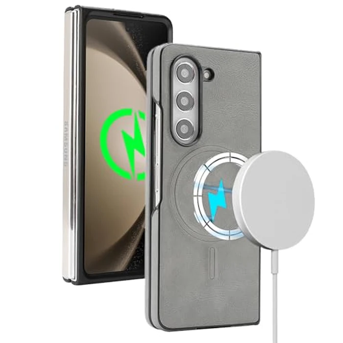 YNlinuofg Magnetic for Samsung Galaxy Z Fold 6 case,Support Wireless Charging, Premium PU Leather & Shockproof, Protective Cover for Galaxy Z Fold6 (Gray) by YNlinuofg - Used - Acceptable condition - US$8.48