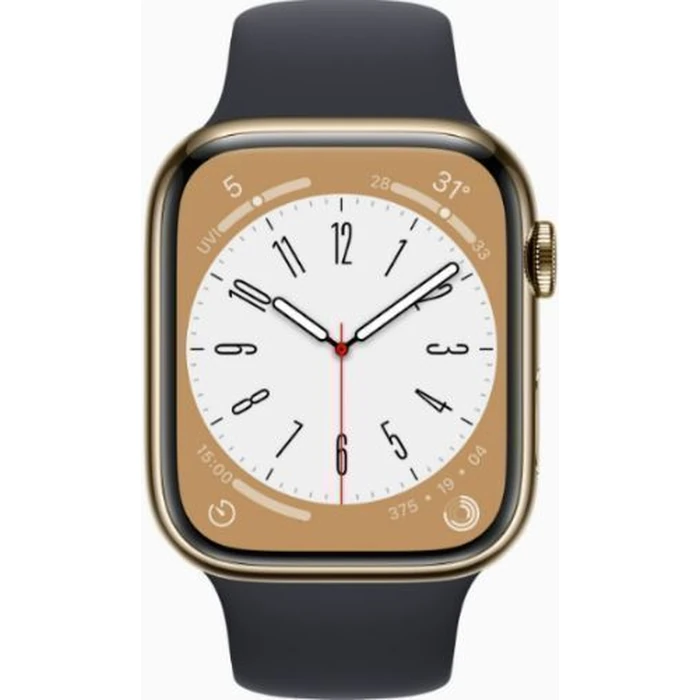 Apple Watch Series 8 (Cellular + GPS) - 32GB - 41mm - Gold Stainless Steel Case with Midnight Rubber Sport Band by Apple - Refurbished - Excellent condition - US$202.48