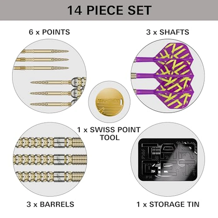 Target Darts Luke Littler Gen 1 Prodigy Steel Tip Swiss Point Darts, 90% Tungsten Darts, 23G | Generation 1 Gold Steel Tip Darts, Player Edition Swiss Points Dart Sets, K-Flex Flights and Shafts by Target Darts - Image 5