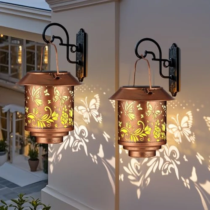 Mother Day Gifts for Mom, Solar Lantern Outdoor Waterproof Metal Butterfly Decor Birthday Gifts for Women, LED Decorative Light for Garden Patio Yard Lawn Backyard Front Porch（2 Pack by Yamodoor - Used - Very Good condition - US$18.40