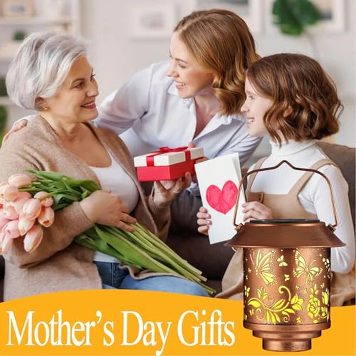 Mother Day Gifts for Mom, Solar Lantern Outdoor Waterproof Metal Butterfly Decor Birthday Gifts for Women, LED Decorative Light for Garden Patio Yard Lawn Backyard Front Porch（2 Pack by Yamodoor - Image 2