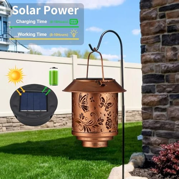 Mother Day Gifts for Mom, Solar Lantern Outdoor Waterproof Metal Butterfly Decor Birthday Gifts for Women, LED Decorative Light for Garden Patio Yard Lawn Backyard Front Porch（2 Pack by Yamodoor - Image 5