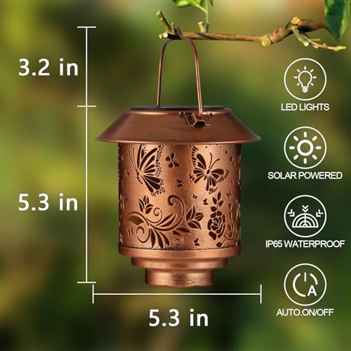 Mother Day Gifts for Mom, Solar Lantern Outdoor Waterproof Metal Butterfly Decor Birthday Gifts for Women, LED Decorative Light for Garden Patio Yard Lawn Backyard Front Porch（2 Pack by Yamodoor - Image 6