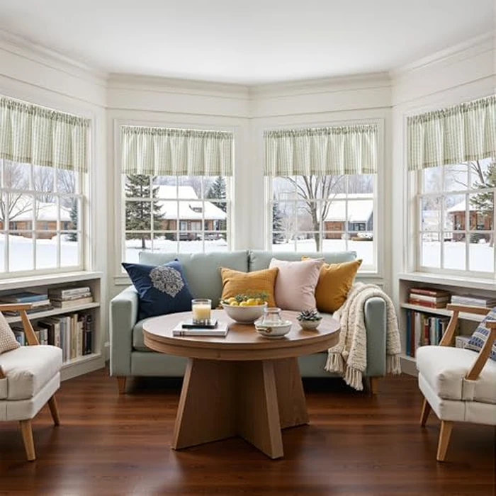 jinchan Valance Curtain Linen Textured Striped Window Curtain for Living Room Light Filtering Farmhouse Valance for Kitchen Rod Pocket 1 Panel 16 Inch Sage Green on Linen 1 Panel by jinchan - Image 5