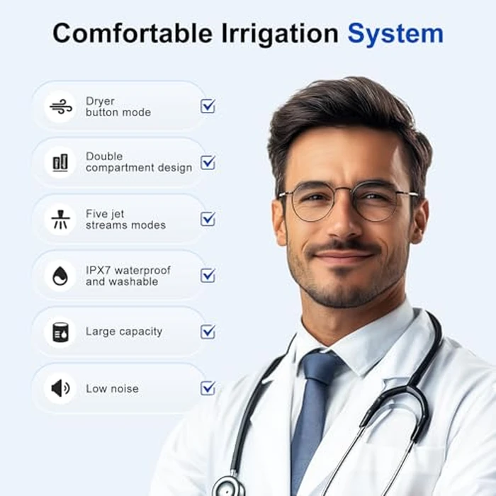 Upgraded Ear Wax Removal with Mild Drying, Safe Ear Cleaner for Ear Wax Buildup Flushing and Cleaning with Dual-Compartment Design, Ear Wax Cleaner Kit 5 Pressure Settings & USB-C Cable, IPX7 by Beinkap - Image 2