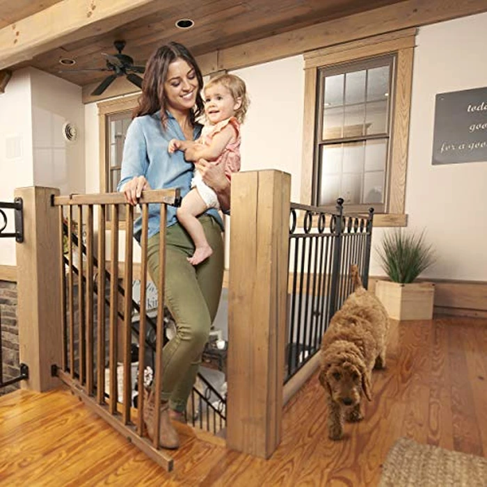Evenflo Top of The Stair Extra Tall Hardware Mount Gate, Dark Wood by Evenflo - Image 9
