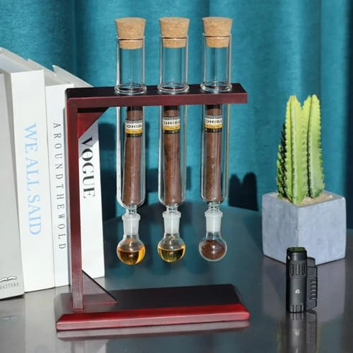 Woho Cigar Infuser Kit for Adding Flavor, DIY Cigar Aromatherapy Infuser Glass Tube Kit with Wooden Stand, Plugs, Little Base for Cigar Humidor, Cigar Flavor Injector Humidifier Gifts for Cigar Lovers by Woho - Image 6