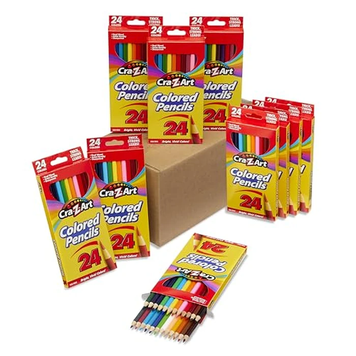 Cra-Z-Art Colored Pencils Bulk Pack, 10 Boxes of 24 ct Pre-Sharpened Pencils, Non-Toxic, Classroom School Art Supplies by Cra-Z-Art - Used - Like New condition - US$14.44