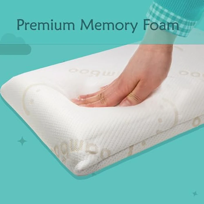 Baby Works Toddler Pillow - Soft, Supportive and Breathable Memory Foam with Hypoallergenic Bamboo Cover, Chiropractor Recommended, Washable and Removable Cover, Perfect for Cribs, Ages 12m+ by Baby Works - Image 2
