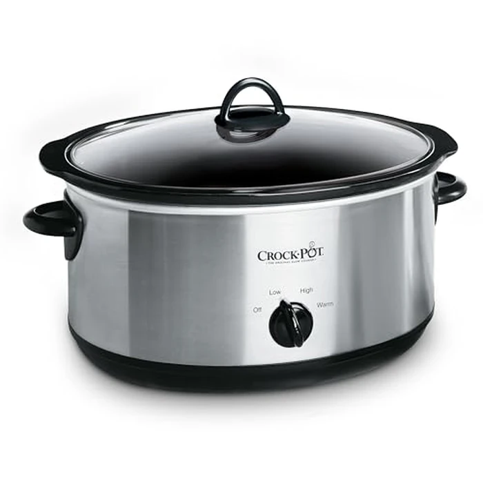 Crock-Pot 7-Quart Manual Slow Cooker, Family Size Serves 8+ People & Fits 6-lb Roast, Removable Stoneware with Warming Setting, Dishwasher Safe for Easy Cleanup, Stainless Steel by Crock-Pot - Image 1