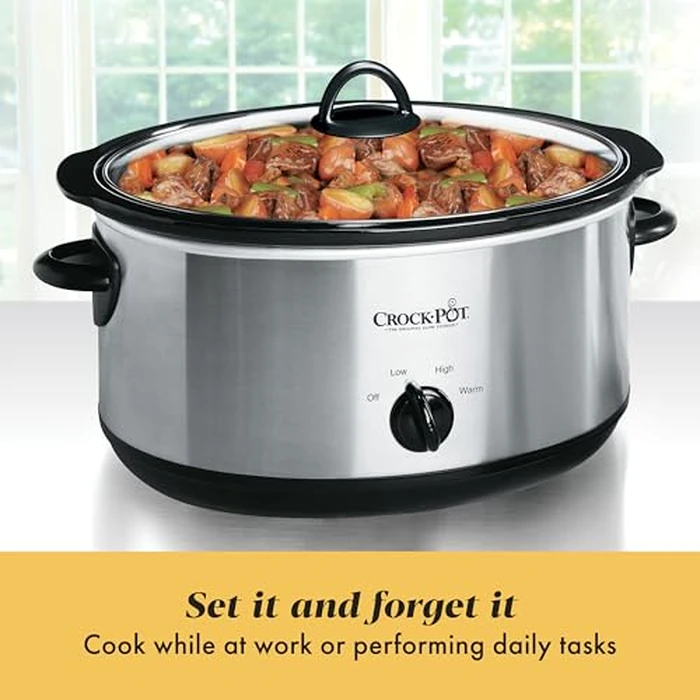 Crock-Pot 7-Quart Manual Slow Cooker, Family Size Serves 8+ People & Fits 6-lb Roast, Removable Stoneware with Warming Setting, Dishwasher Safe for Easy Cleanup, Stainless Steel by Crock-Pot - Image 5