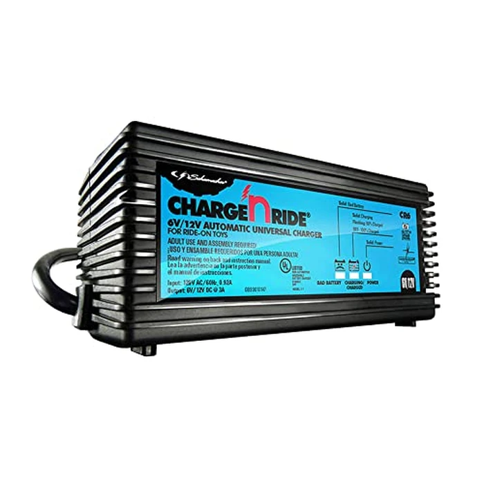 Schumacher Electric 6 Volt / 12 Volt Battery Charger for Ride on Toys - Charge 'N Ride CR6-3 Amp, Fully Automatic 6V / 12V Battery Charger - Charge A 3 or 4 Wheeled Toy Car Battery 3X Faster by Schumacher Electric - Used - Like New condition