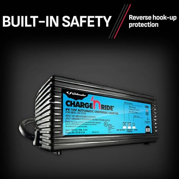 Schumacher Electric 6 Volt / 12 Volt Battery Charger for Ride on Toys - Charge 'N Ride CR6-3 Amp, Fully Automatic 6V / 12V Battery Charger - Charge A 3 or 4 Wheeled Toy Car Battery 3X Faster by Schumacher Electric - Image 2