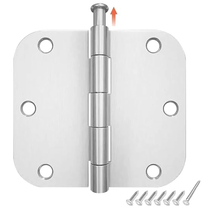 HOSOM Door Hinges Brushed Nickel Rounded 3.5 x 3.5 inch with 5/8 Radius Heavy Duty 3 1/2 Interior Door Hinges 3.5" for Doors Silver Door Hardware, 48 Pack by HOSOM - Used - Very Good condition - US$26.14
