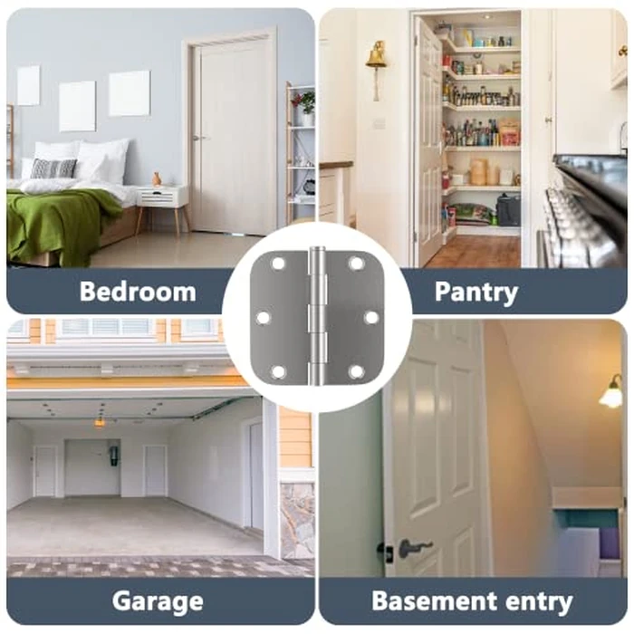 HOSOM Door Hinges Brushed Nickel Rounded 3.5 x 3.5 inch with 5/8 Radius Heavy Duty 3 1/2 Interior Door Hinges 3.5" for Doors Silver Door Hardware, 48 Pack by HOSOM - Image 7