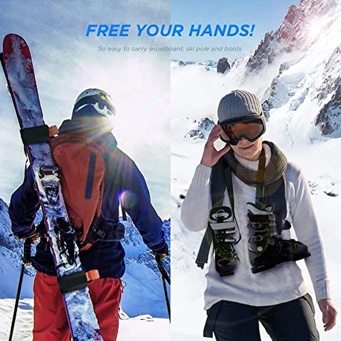 4 Pieces Adjustable Ski Pole Straps Ski Boot Carrier Straps Snowboard Boot Shoulder Carrier Sling Leash Ski Carrier Straps for Men Women Skiing Ice Roller Skating by CRSONGMAOZL - Image 2