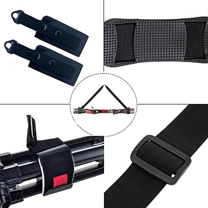 4 Pieces Adjustable Ski Pole Straps Ski Boot Carrier Straps Snowboard Boot Shoulder Carrier Sling Leash Ski Carrier Straps for Men Women Skiing Ice Roller Skating by CRSONGMAOZL - Image 3