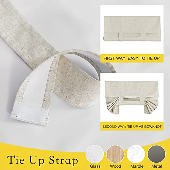 NICETOWN Linen Curtain for French Door - Tool Free Self Adhesive Tricia Window Thermal Insulated Privacy Blinds for Sidelight Curtains Energy Efficient, 36" W x 80" L, Natural, 1 Panel by NICETOWN - Image 3