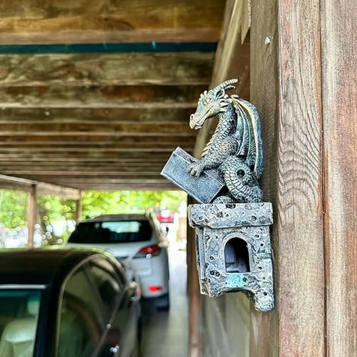 Garden Dragon Statue Tree Hugger Solar Powered Outdoor Figurine Wall Hanging Decor Cute and Reading Magic Book Resin Sculpture Home Decoration Porch Patio Lawn Farm Yard Housewarming Ornament Gift by Jy.Cozy - Image 5