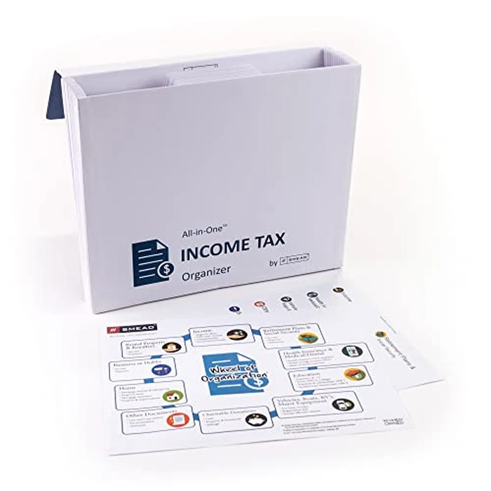Smead All-in-One Income Tax Organizer, 12 Pockets, Flap with Elastic Closure, Letter Size, Navy/White (70660) by Smead - Image 2