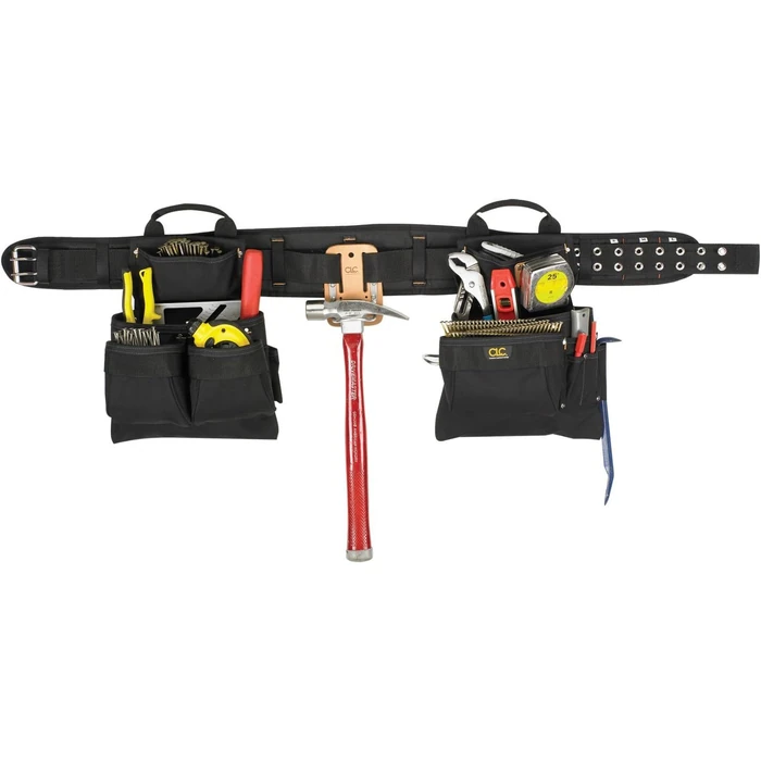 CLC Custom Leathercraft 5608 Carpenter's Combo Tool Belt Double-Tongue Steel Roller Buckle - Black by CLC - Refurbished - Premium condition - US$109.49