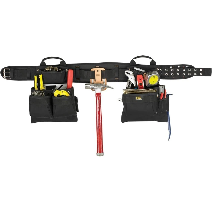 CLC Custom Leathercraft 5608 Carpenter's Combo Tool Belt Double-Tongue Steel Roller Buckle - Black by CLC - Refurbished - Premium condition - US$106.62