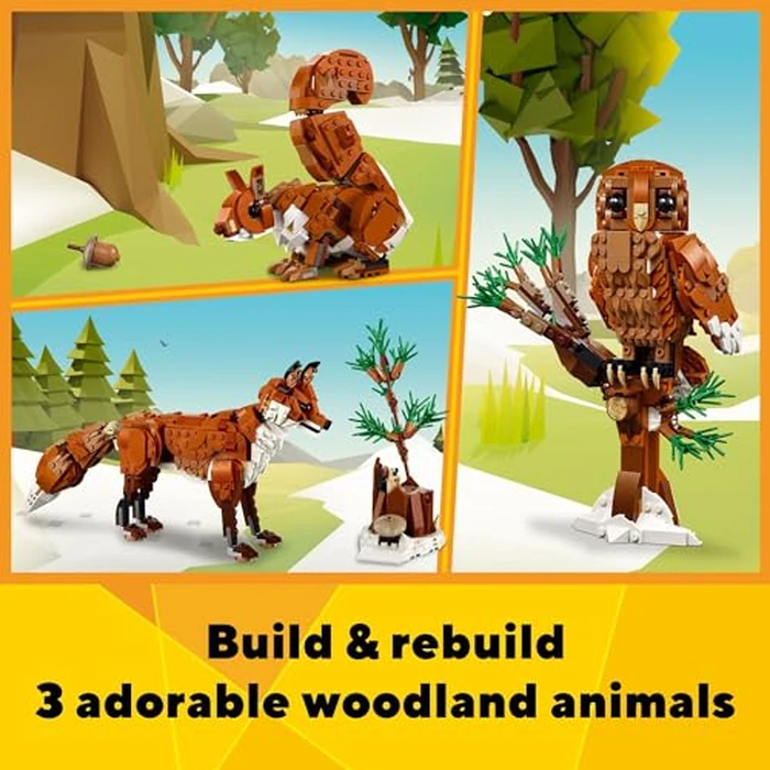 LEGO Creator 3 in 1 Forest Animals Red Fox Toys - Building Toys for Kids, Boys & Girls, Ages 9+ - W/ 3 Building Options into Fox, Owl, or Squirrel - Gift for Birthdays - 31154 by LEGO - Image 2