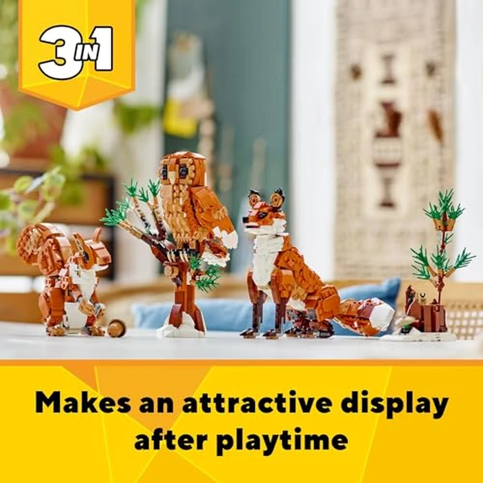 LEGO Creator 3 in 1 Forest Animals Red Fox Toys - Building Toys for Kids, Boys & Girls, Ages 9+ - W/ 3 Building Options into Fox, Owl, or Squirrel - Gift for Birthdays - 31154 by LEGO - Image 7