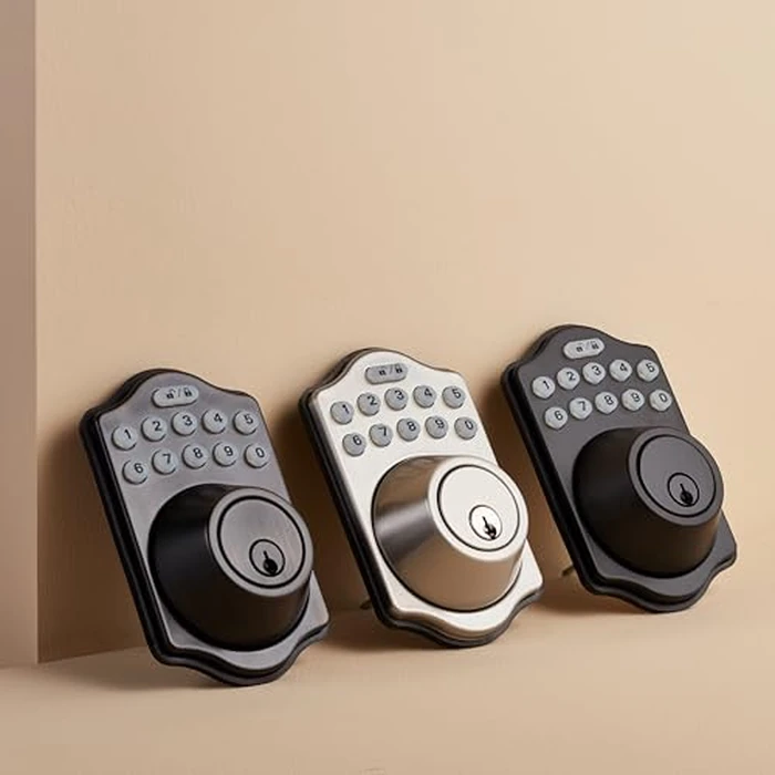 Amazon Basics Electronic Keypad Deadbolt Door Lock with Auto Lock, Customizable User Codes, One-time Codes, Touch-Control Keyless Entry, Traditional, Satin Nickel, 1-Pack by Amazon Basics - Image 3