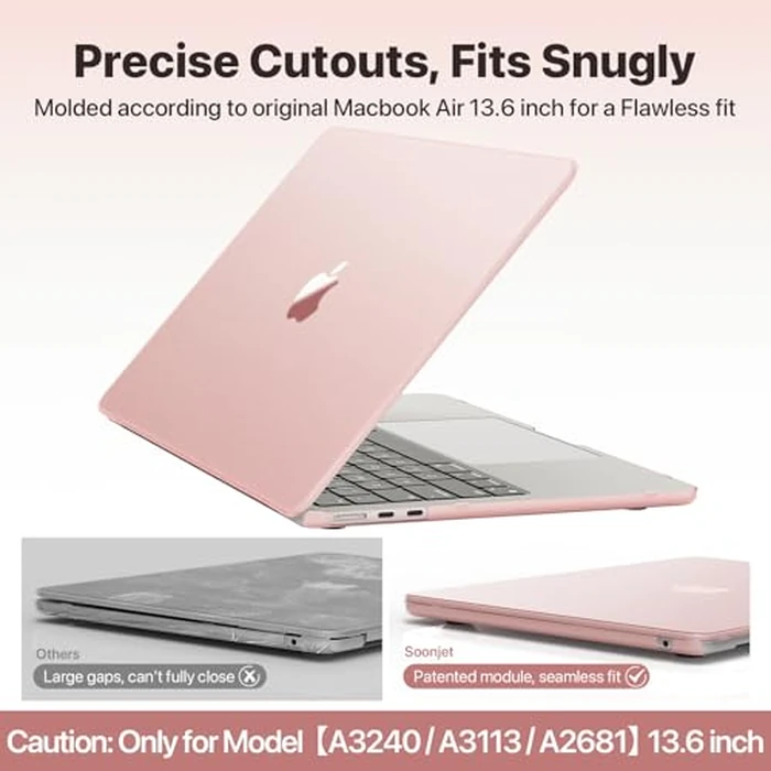 Soonjet Matte Case for MacBook Air 13/13.6-inch (M5/M4/M3/M2, 2026-2022 Models A3449 A3240 A3113 A2681), Lightweight | Scratch & Fingerprint Resistant | Closes Seamlessly | for Work, Travel & Study by soonjet - Image 4