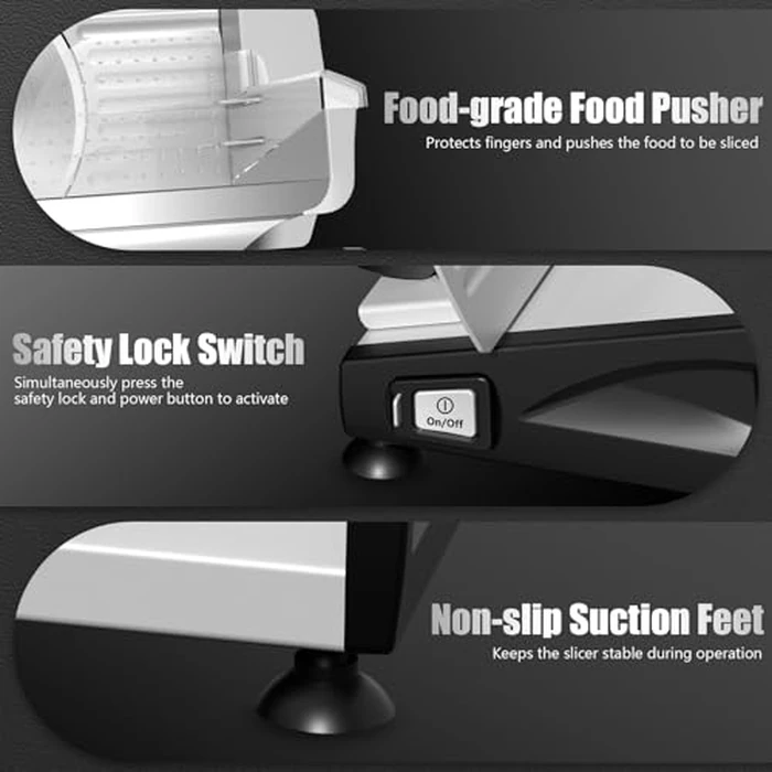 OSTBA Meat Slicer with Quiet DC Motor, 200W Electric Deli Slicer, Dual 7.5'' Stainless Steel Blades, 0-15mm Adjustable Thickness, Easy to Clean, Ideal for Meat, Cheese, Bread, and Vegetables by OSTBA - Image 7