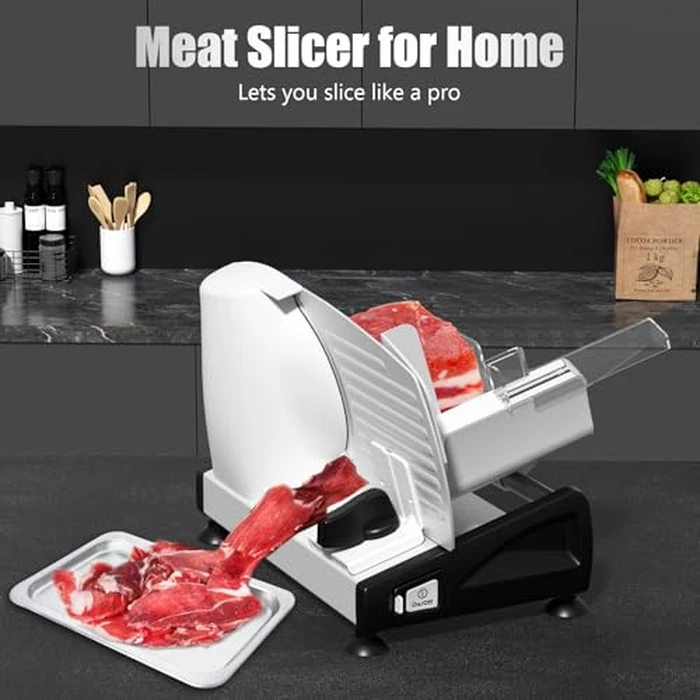 OSTBA Meat Slicer with Quiet DC Motor, 200W Electric Deli Slicer, Dual 7.5'' Stainless Steel Blades, 0-15mm Adjustable Thickness, Easy to Clean, Ideal for Meat, Cheese, Bread, and Vegetables by OSTBA - Image 8