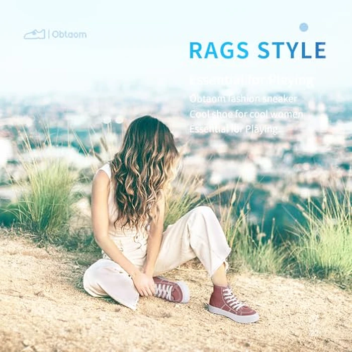 Obtaom Womens High Top Canvas Sneakers Play Mid-Calf Fashion Sneaker Casual Hi Canvas Shoes(Cameo Brown,9 Women/7 Men) by Obtaom - Image 2