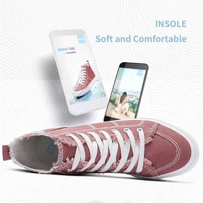 Obtaom Womens High Top Canvas Sneakers Play Mid-Calf Fashion Sneaker Casual Hi Canvas Shoes(Cameo Brown,9 Women/7 Men) by Obtaom - Image 5