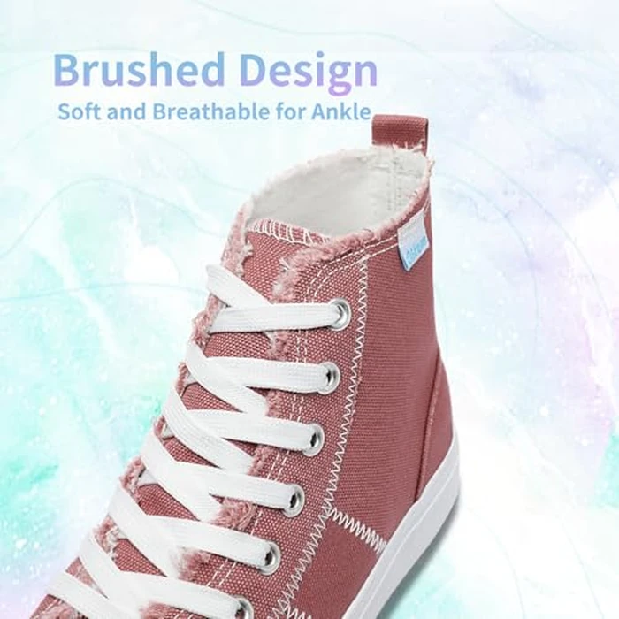 Obtaom Womens High Top Canvas Sneakers Play Mid-Calf Fashion Sneaker Casual Hi Canvas Shoes(Cameo Brown,9 Women/7 Men) by Obtaom - Image 6