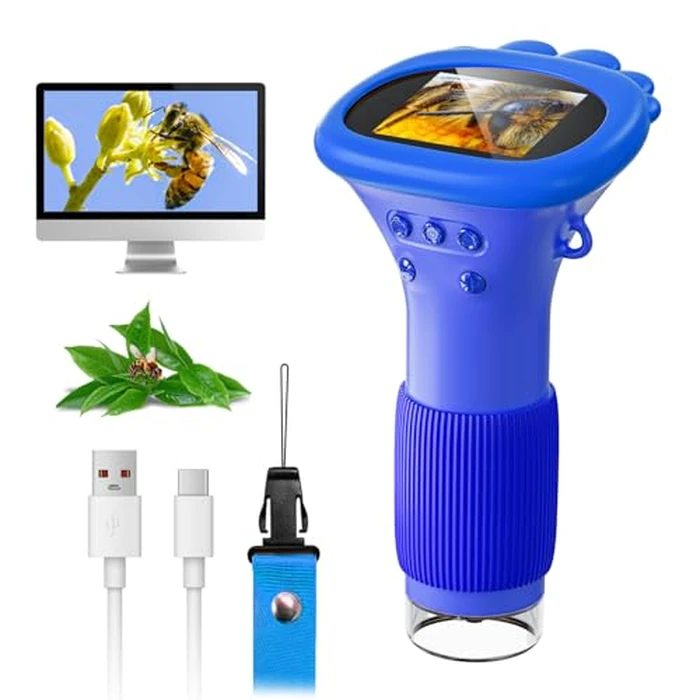 Microscope for Kids, SKYBASIC 2" IPS Screen 1000X Handheld Digital Microscopes HD Pocket Portable Mini USB Microscope Camera, PC Compatible, Science Edu Fun Birthday Gifts Toys for Children Students by SKYBASIC - Used - Like New condition - CA$30.68