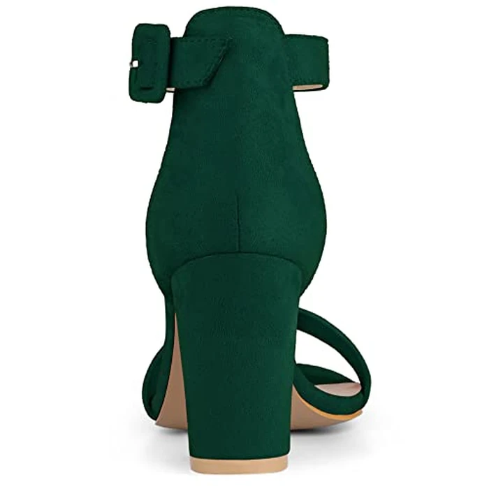 Allegra K Woman Open Toe Chunky High Heel Ankle Strap Green Sandals 9 m US by Allegra K - Image 4