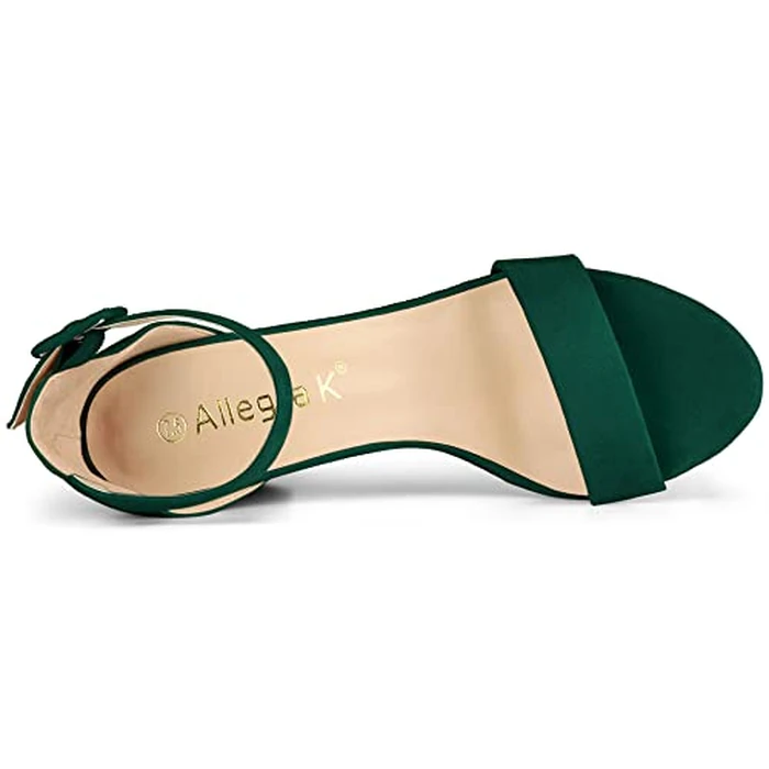 Allegra K Woman Open Toe Chunky High Heel Ankle Strap Green Sandals 9 m US by Allegra K - Image 5