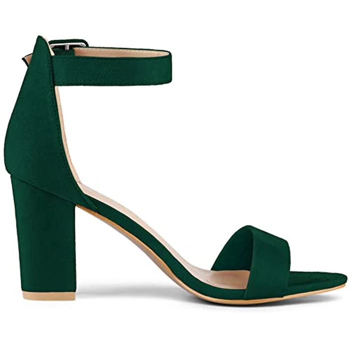 Allegra K Woman Open Toe Chunky High Heel Ankle Strap Green Sandals 9 m US by Allegra K - Image 7